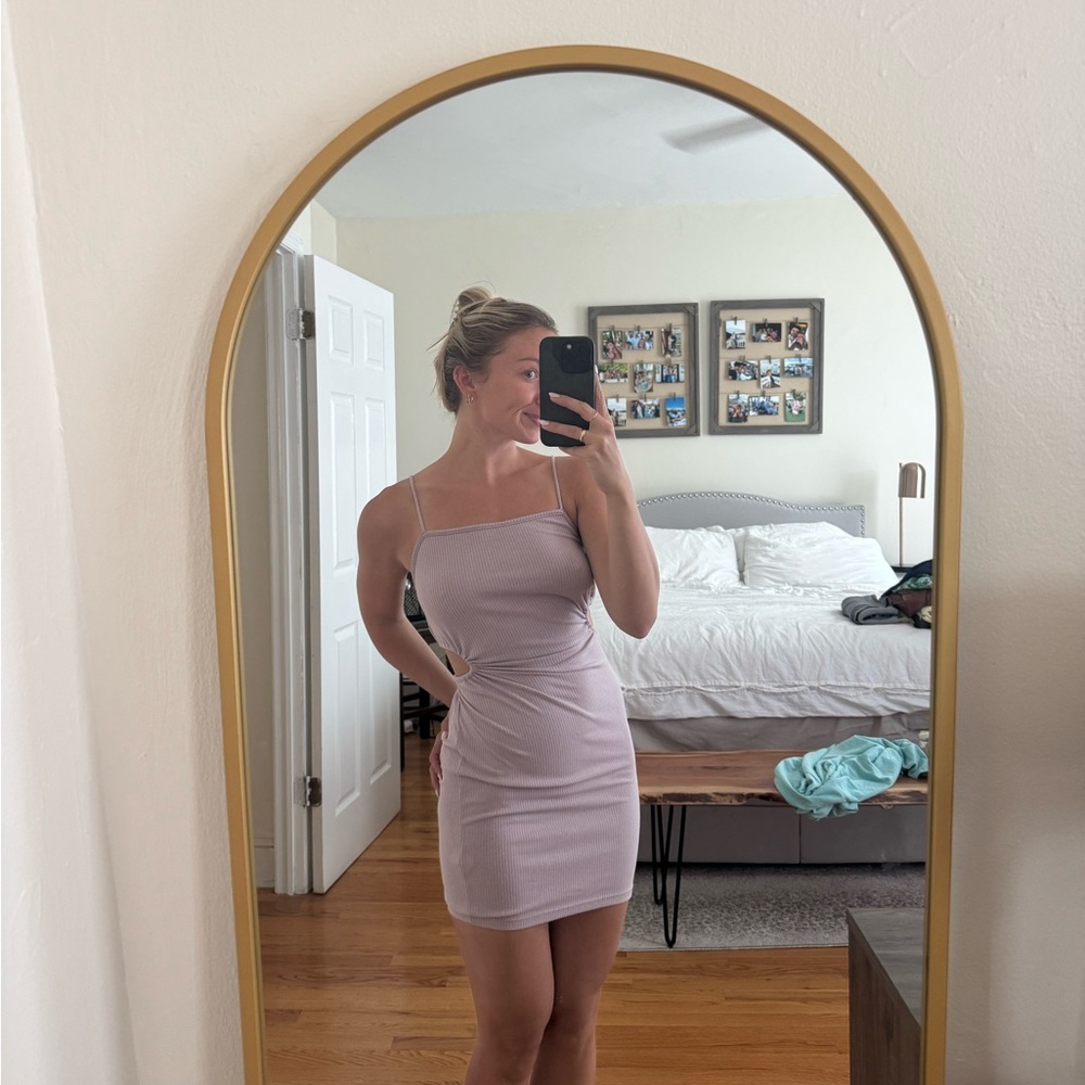 Lavender Spaghetti Strap Cut Out Dress
